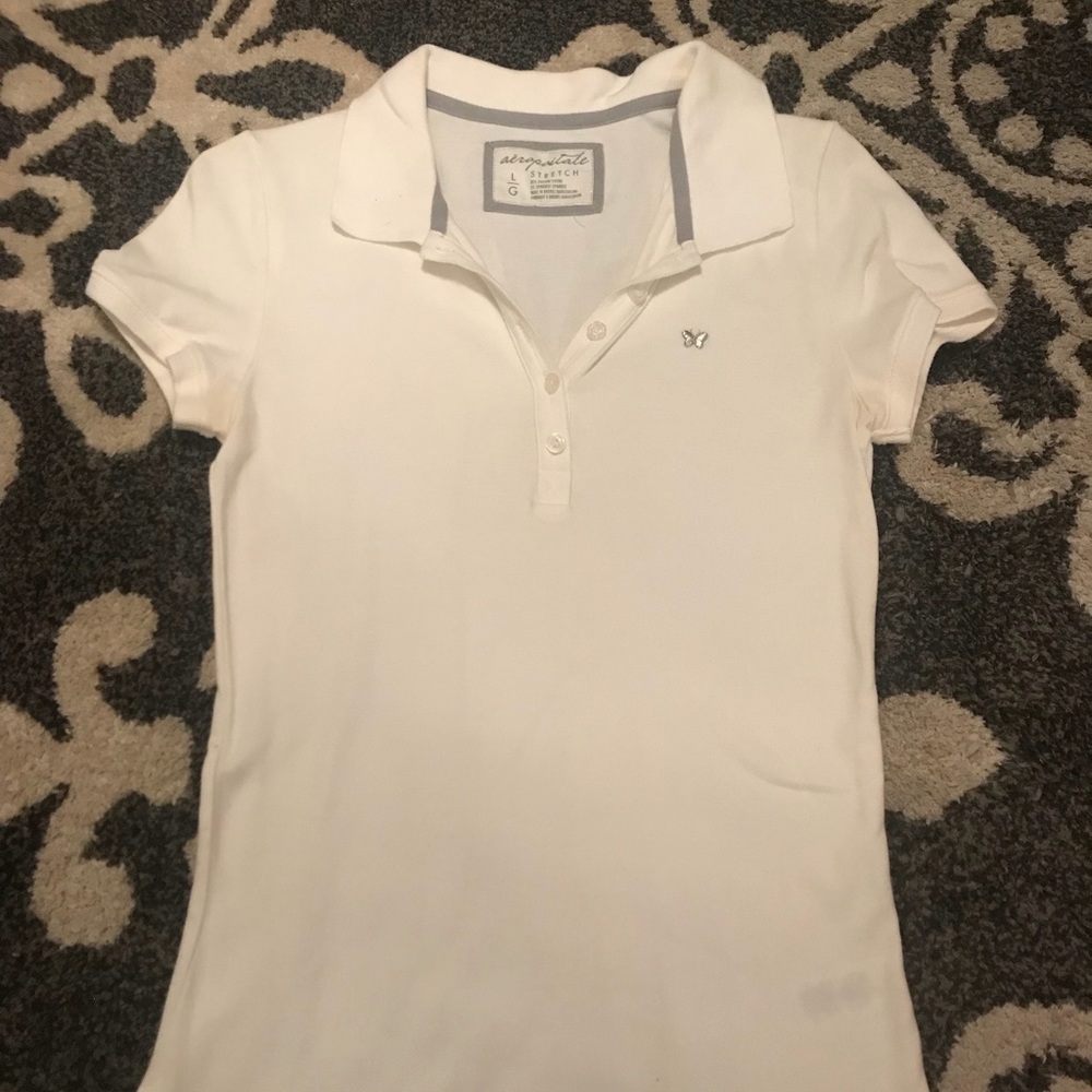 Aeropostale womens white collared polo, size large